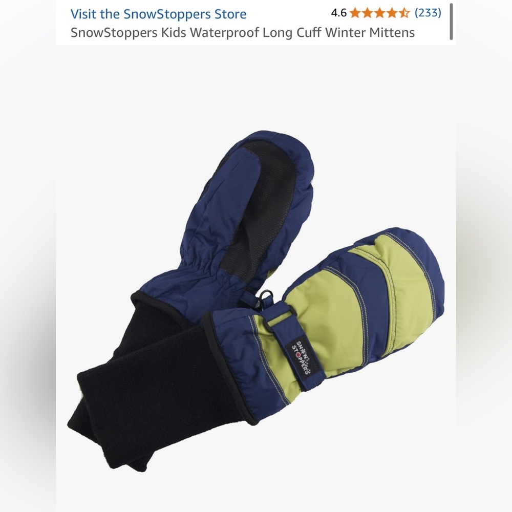Snow stoppers mittens age 1-3